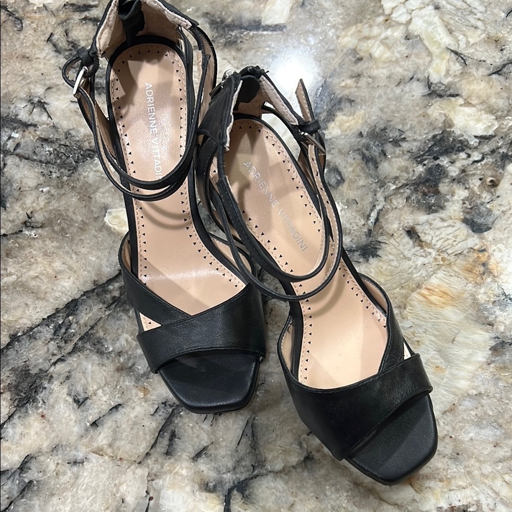 Adrienne Vittadini Black Elegant Heels with Strappy Design